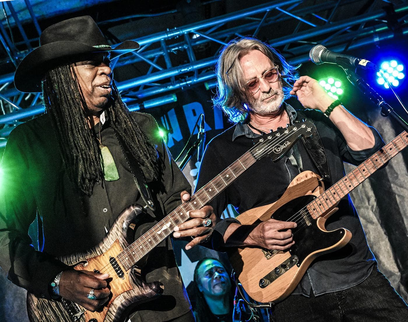 Larry Mitchell and Allen Hinds perform during Larry Mitchell's Late Night Jam at John Emerald Distilling Company