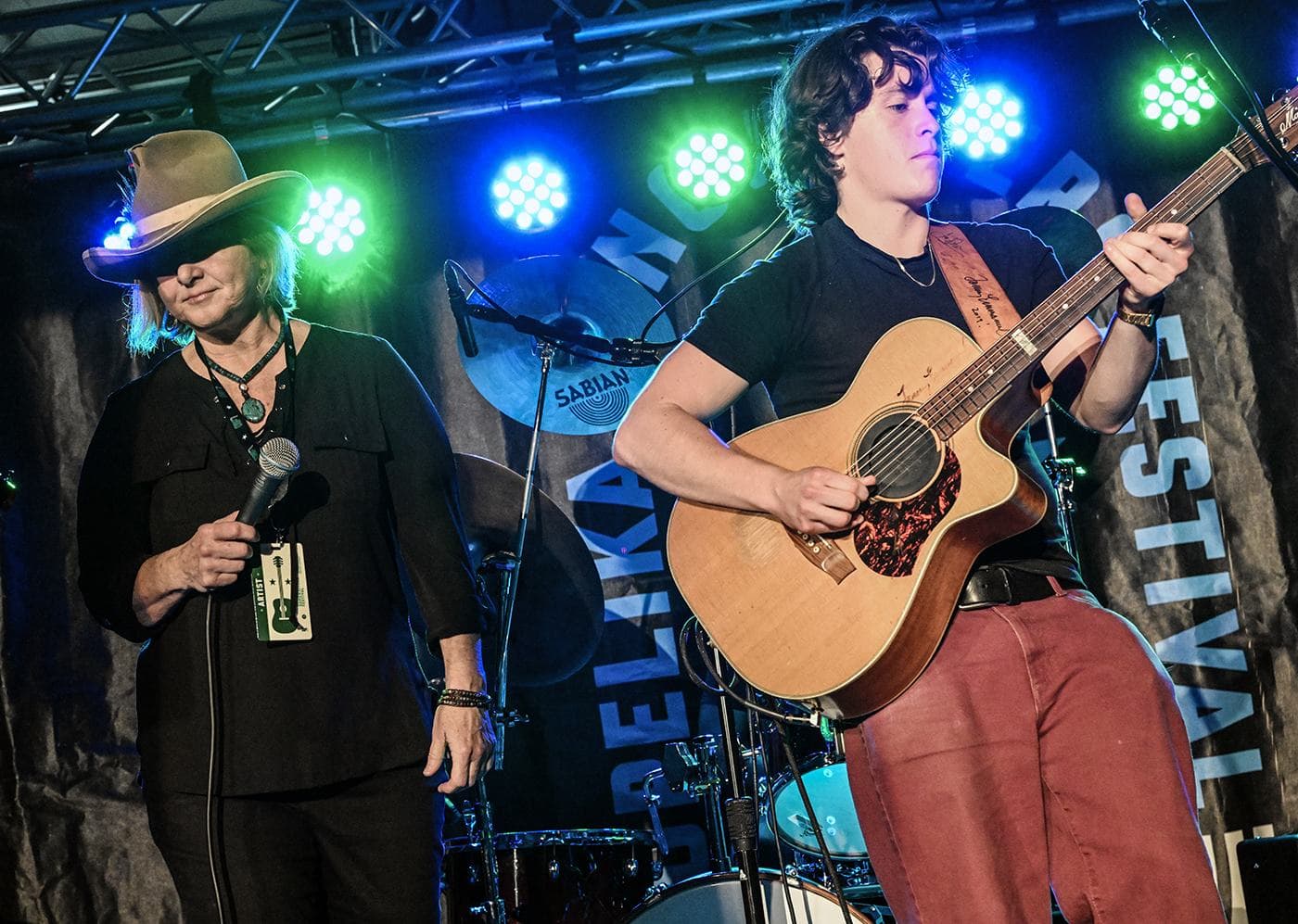 Derick Leduke and Diane Durrett perform during Larry Mitchell's Late Night Jam at John Emerald Distilling Company