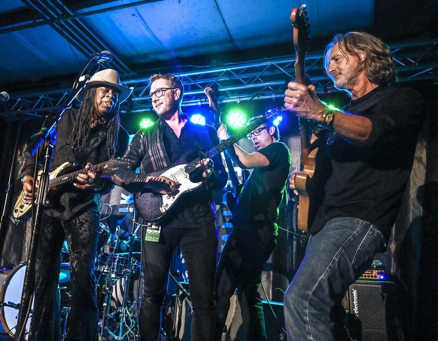 Larry Mitchell, Cooper Carter and Allen Hinds perform during Larry Mitchell's Late Night Jam at John Emerald Distilling Company during the Opelika Songwriters Festival