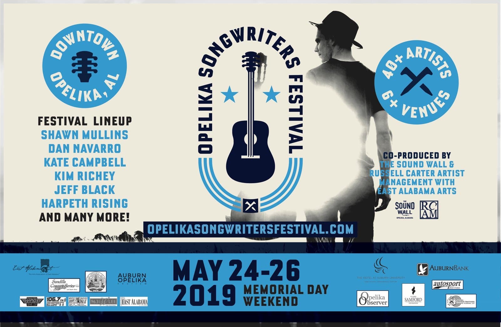 2019 lineup poster: Shawn Mullins, Dan Navarro, Kate Campbell, Kim Richey, Jeff Black, Harpeth Rising and more