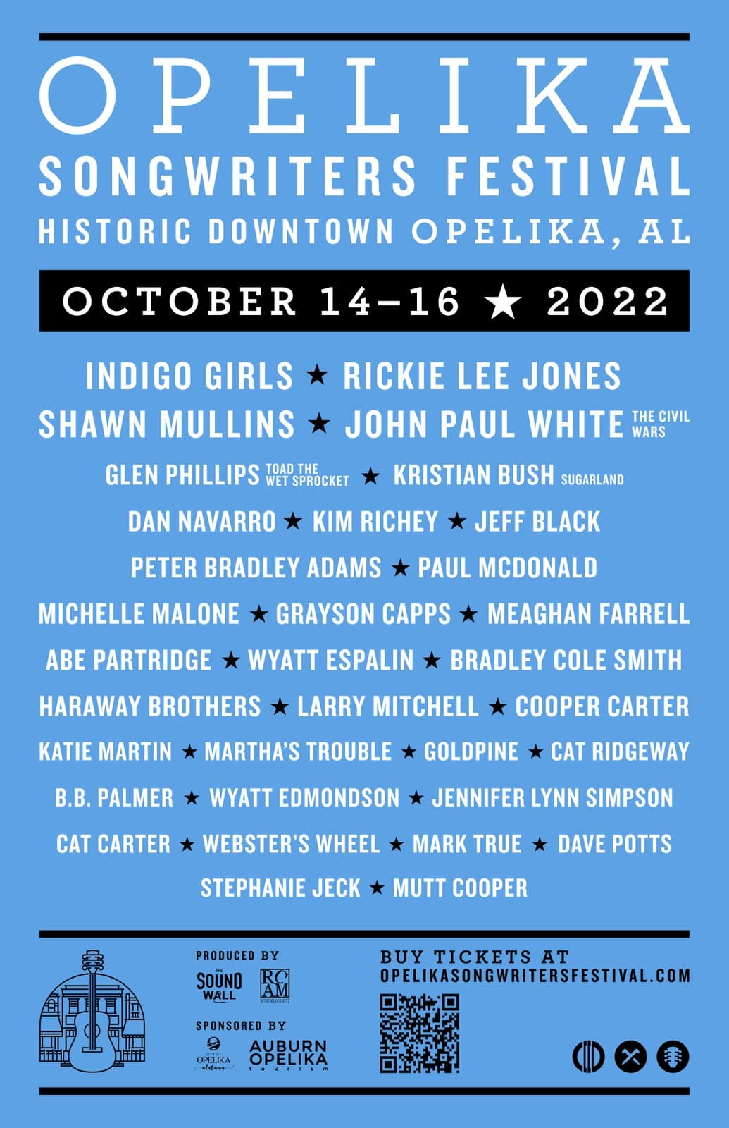 2022 lineup poster: Indigo Girls, Rickie Lee Jones, Shawn Mullins, John Paul White, Glen Phillips, Kristian Bush and more