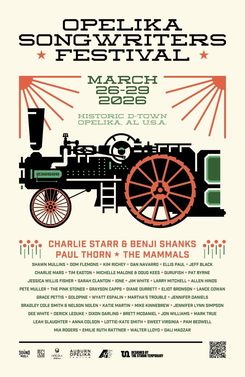 2026 lineup poster: Charlie Starr & Benji Shanks, Paul Thorn, The Mammals, Shawn Mullins, Dom Flemons, Kim Richey, Dan Navarro and more
